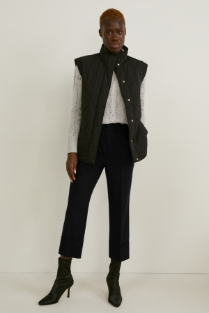 C&A Cloth High Taille Rechtdoor Fit Broek Zwart | JLR-375108