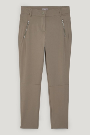 C&A Cloth Mid-rise Taille Slim Fit Broek Khaki | STX-358497