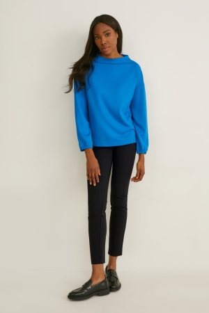 C&A Cloth Mid-rise Taille Slim Fit Broek Zwart | XZM-367184