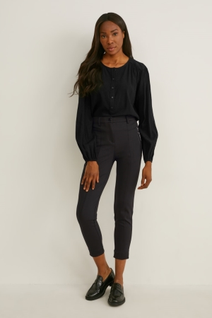 C&A Cloth Mid-rise Taille Slim Fit Broek Zwart | ZYN-386279