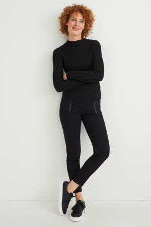 C&A Cloth Mid-rise Taille Slim Fit Lycra® Broek Zwart | IZM-078594