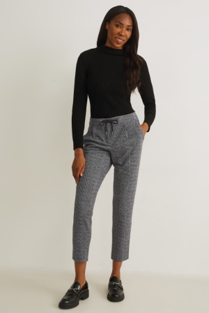 C&A Cloth Mid-rise Taille Tapered Fit Broek Grijs Zwart | PSY-892560
