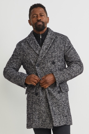 C&A Coat Jassen Zwart Wit | YER-147063