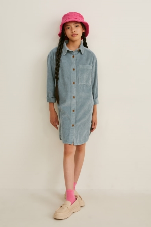 C&A Corduroy Jurken Mintgroen Groen | NEY-896740