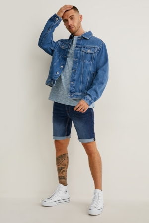 C&A Denim Flex Jog Denim Korte Broek Blauw Donkerblauw | INT-380524