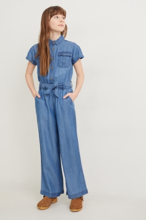 C&A Denim Tencel™ Lyocell Fibres Jumpsuit Blauw | JPB-042591