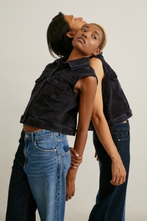 C&A E.L.V. Denim Denim WaistGenderneutral Jassen Blauw Donkergrijs | KVQ-243107