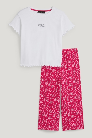 C&A Extended Sizes Set Sleeve And 2 Piece T-shirts Wit Roze | SUE-567120