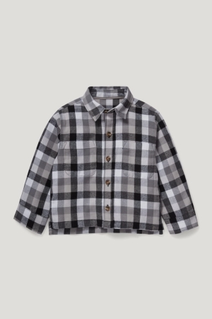 C&A Flannel Genderneutral Organic Katoenen Check Overhemd Grijs | YDB-231697