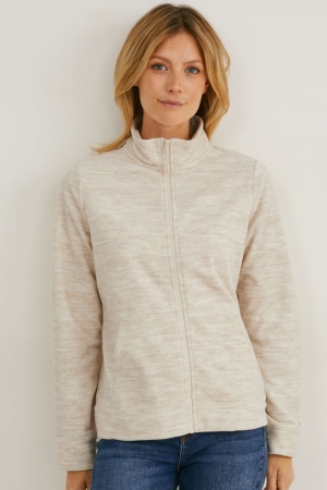 C&A Fleece Hoodie Wit | HNQ-609318
