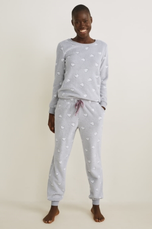 C&A Fleece Pyjama Bottoms Patterned Nachtkleding Lichtgrijs | IGV-562190