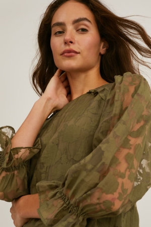 C&A Floral Blouse Groen | PJU-920754