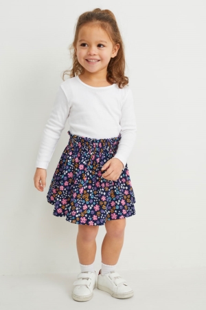 C&A Floral Rokken Donkerblauw | CQY-839015