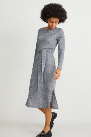 C&A Gebreid Jurken Lichtgrijs | FMC-387946