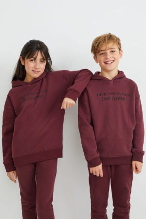 C&A Genderneutral Hoodie Bordeaux | FZR-870239
