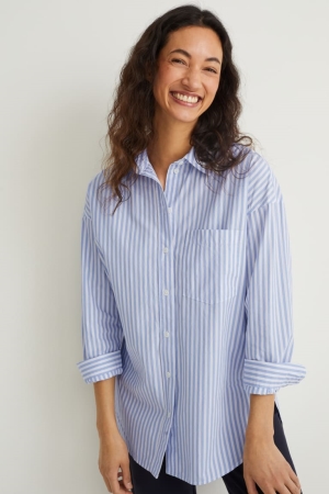 C&A Gestreept Blouse Blauw Wit | GTU-014952