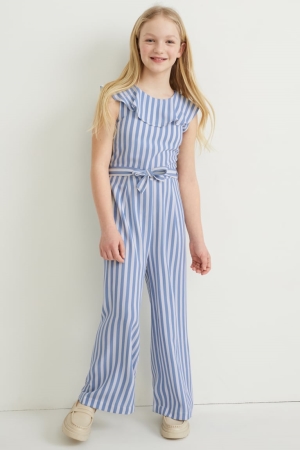 C&A Gestreept Jumpsuit Blauw Wit | PBI-874213