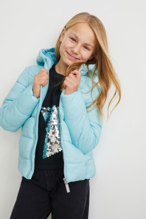 C&A Gewatteerd With Hood Recycled Jassen Lichtturquoise | GNO-652380