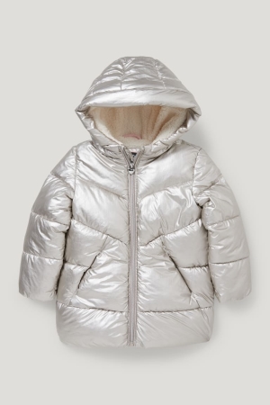 C&A Gewatteerd With Hood Shiny Jassen Zilver | PUY-712698