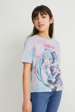 C&A Hatsune Miku Sleeve T-shirts Lichtpaars | KRD-126908