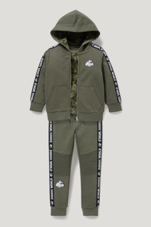 C&A Jurassic World Zip-through, Long Sleeve And Joggers Broek Donkergroen | HYW-362450