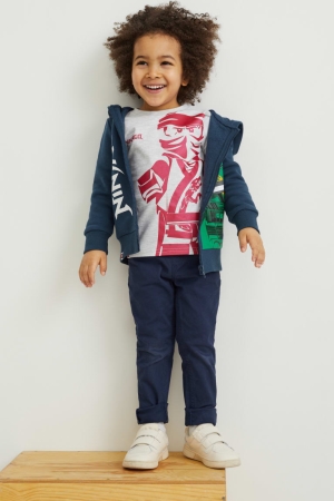 C&A Lego Ninjago Set Zip-through, Long Sleeve And Sleeve T-shirts Donkerblauw | BNK-278059