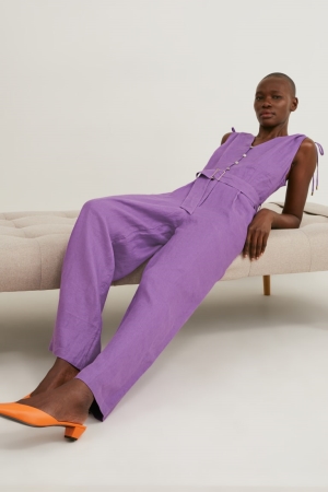 C&A Linen Jumpsuit Paars | EYW-082437