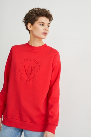 C&A Long Sleeve Hoodie Rood | MRZ-148256