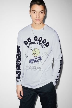 C&A Long Sleeve Smileyworld® Topjes Wit | TZM-439061