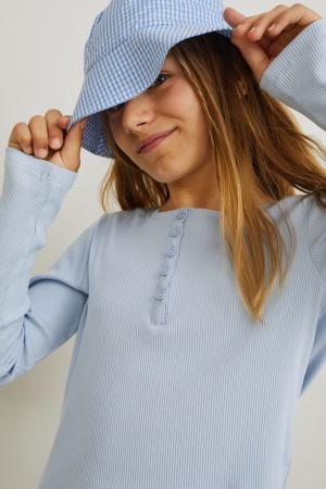 C&A Long Sleeve Topjes Lichtblauw | WXF-025691