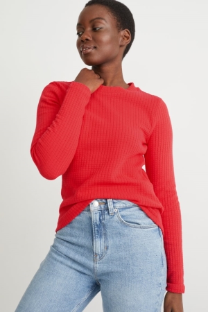 C&A Long Sleeve Topjes Rood | MQF-498260