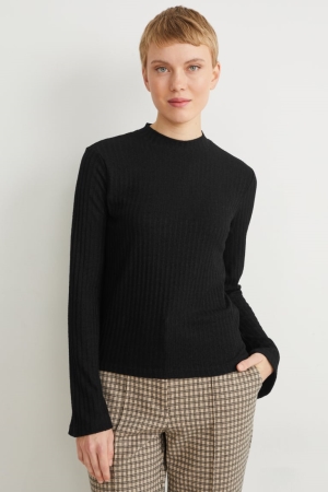C&A Long Sleeve Topjes Zwart | JAY-542631