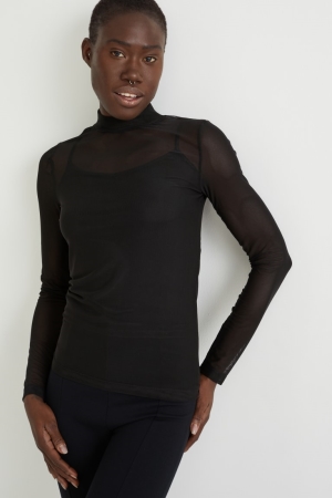 C&A Long Sleeve Topjes Zwart | UNC-089315
