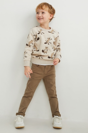 C&A Mager Fit Lycra® Broek Beige | UZN-271465