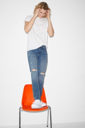 C&A Mager With Recycled Katoenen Jeans Blauw Lichtblauw | GVE-035296