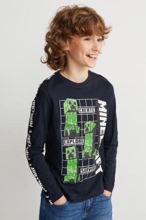C&A Minecraft Long Sleeve Topjes Donkerblauw | IFB-102873