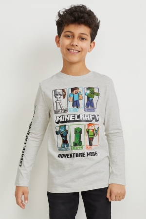 C&A Minecraft Long Sleeve Topjes Lichtgrijs | ZFW-418079