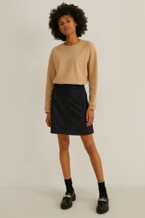 C&A Mini Faux Suede Rokken Zwart | YVH-267504