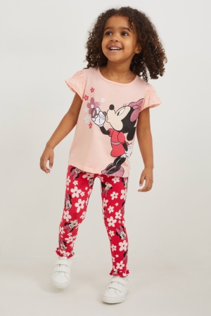 C&A Minnie Mouse Leggings Floral Broek Roze | YUZ-359804