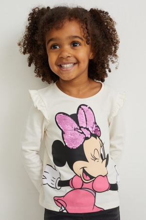 C&A Minnie Mouse Long Sleeve Shiny Topjes Wit | SOG-791058