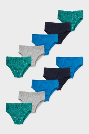 C&A Multipack Of 10 Briefs Organic Katoenen Ondergoed Zwart Grijs | RLM-831064