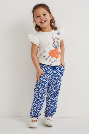 C&A Multipack Of 2 Floral Broek Blauw | RPT-597168
