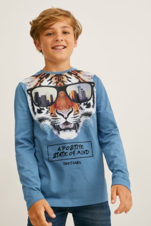 C&A Multipack Of 2 Long Sleeve Topjes Blauw | UJN-385146
