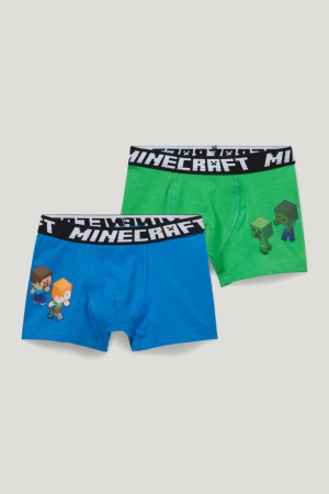 C&A Multipack Of 2 Minecraft Boxer Organic Katoenen Ondergoed Blauw | HYS-412963