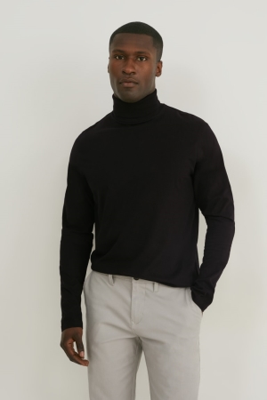 C&A Multipack Of 2 Polo Neck Organic Katoenen Topjes Zwart | EDK-763954