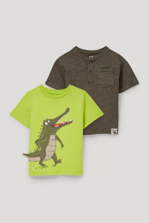 C&A Multipack Of 2 Sleeve T-shirts Lichtgroen | BLH-985476