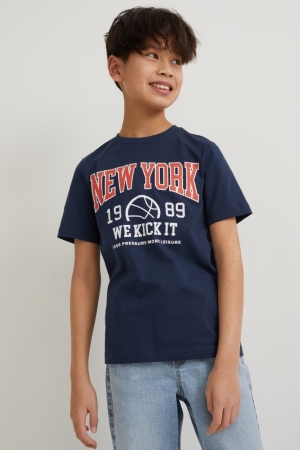 C&A Multipack Of 2 Sleeve With In-conversion Katoenen T-shirts Donkerblauw | DGF-752460
