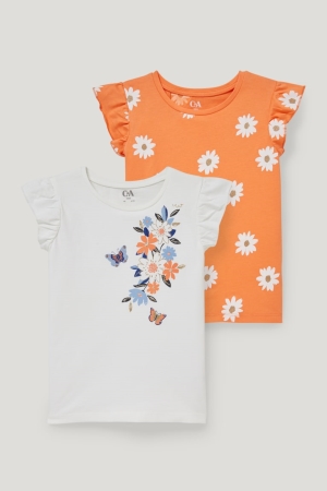 C&A Multipack Of 2 Sleeve With In-conversion Katoenen T-shirts Wit | HTG-478091