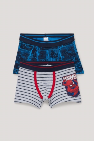 C&A Multipack Of 2 Spider-man Boxer Organic Katoenen Ondergoed Donkerblauw | KYG-659243