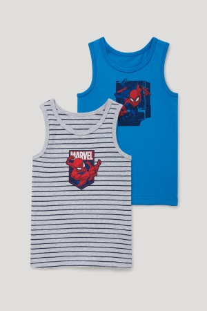 C&A Multipack Of 2 Spider-man Vest Organic Katoenen Ondergoed Grijs | EPJ-526301